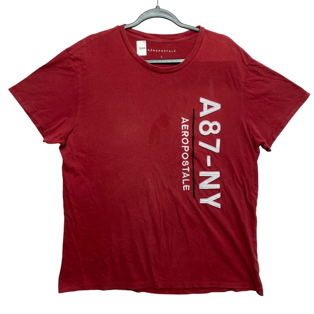 Aeropostale T-Shirt Mens Large Red Short Sleeve A87-NY Graphic Tee